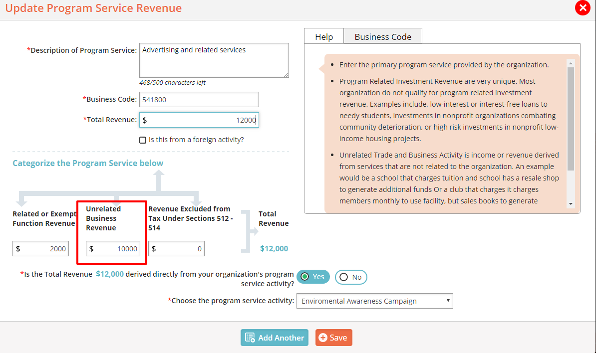 Unrelated Business Revenue