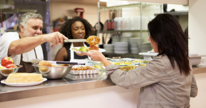 Volunteers serving a hot meal to the victims of Hurricane Florence 